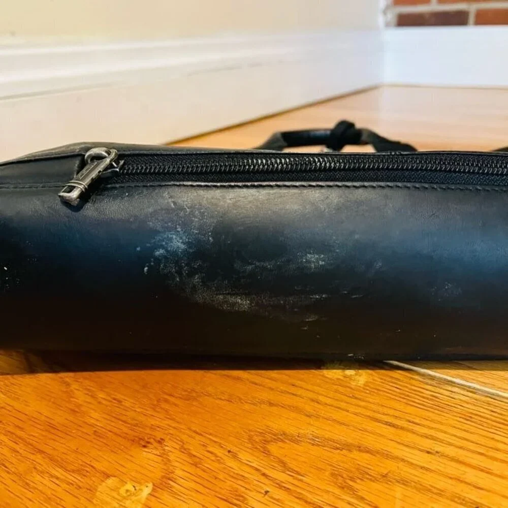 Tumi Black Soft Leather Laptop Bag Briefcase